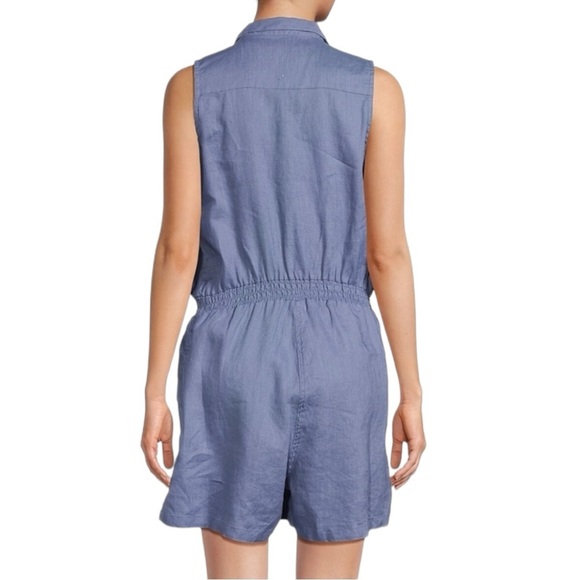 Saks Fifth Avenue Linen Chambray Sleeveless Blue Romper Size M - Picture 2 of 9